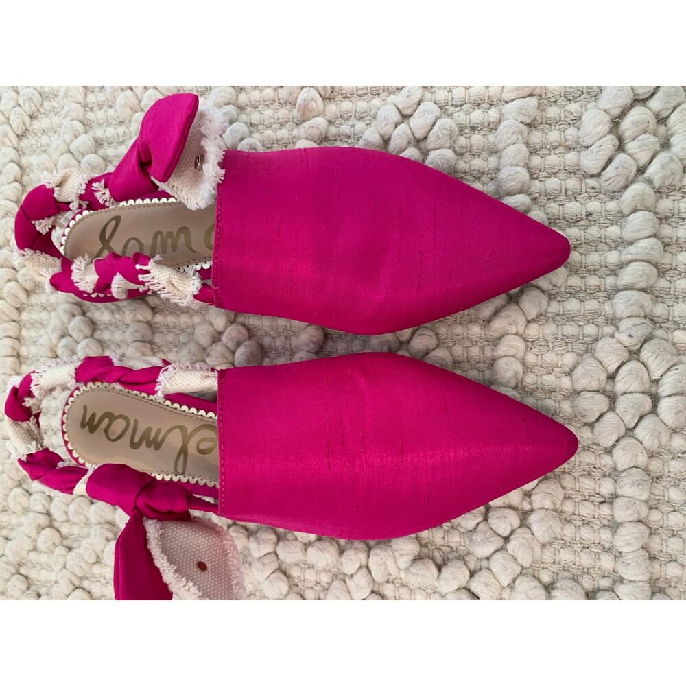 Sam Edelman Rivers Hot Pink Silk SatinPointed Toe Slingback Mule Hot Pink Sz 7 M - Picture 3 of 7